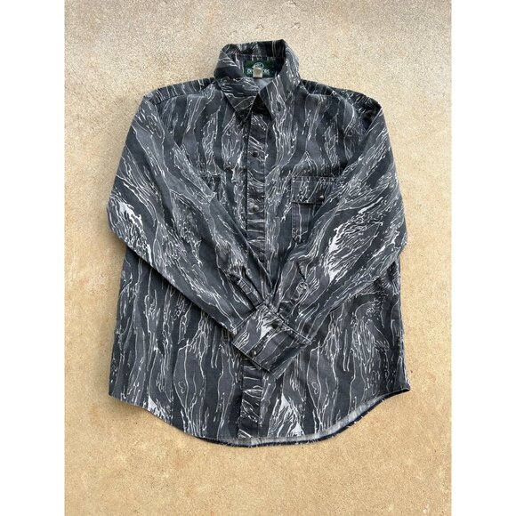 Vintage Bass Pro Shops Outdoors Gray Camouflage Button-Up Shirt Mens XL P3 - Picture 1 of 6